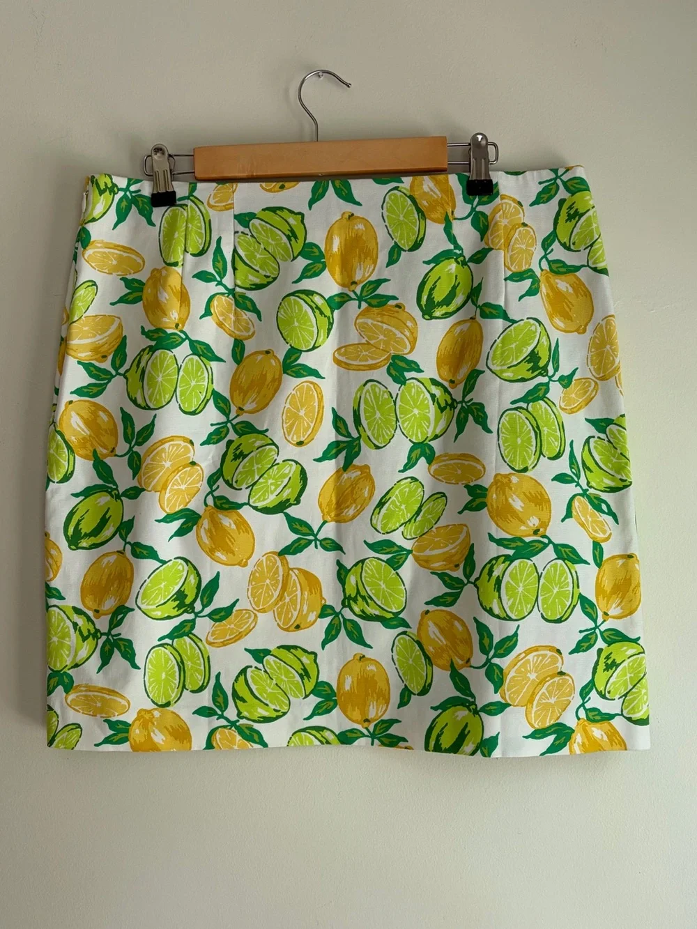 Talbots Citrus Print Cotton Blend Side Zip Mini Skirt Size 14